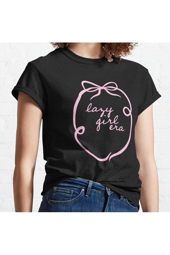 Hot Trending T-Shirt With Lazy Era Pink Coquette Bow Aesthetic Design Preview Only