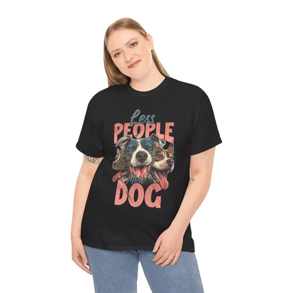 Hot Trending T-Shirt With Less People More Dogs T-Shirt S-5Xl – Pet Lover Paw Print Graphic Tee
