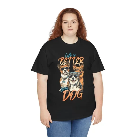 Hot Trending T-Shirt With Life Is Better With Dogs T-Shirt S-5Xl – Puppy Lover Paw Print Graphic Tee
