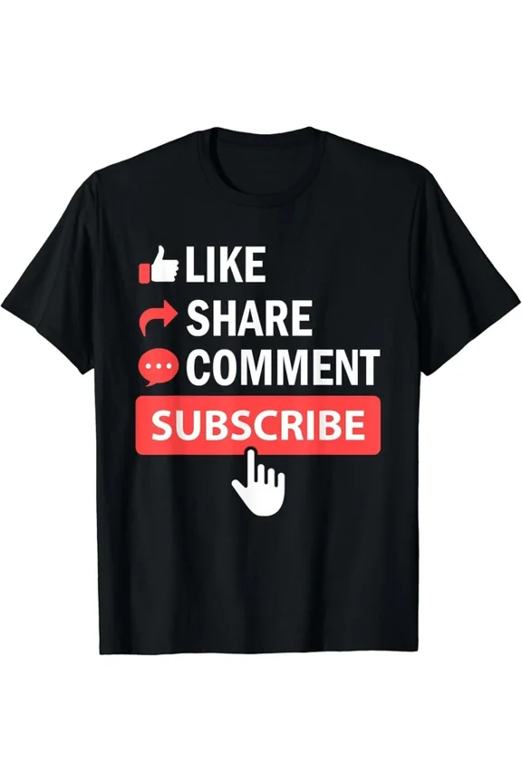 Hot Trending T-Shirt With Like Share Subscribe Comment Video Livestream Blogging Design Preview Only