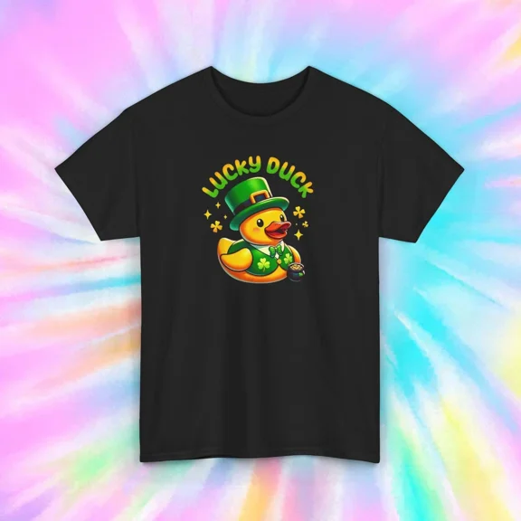 Hot Trending T-Shirt With Lucky Ducky Rubber Duck Shirt | St. Patrick'S Day | Sizes | Funnytee Design Preview Only