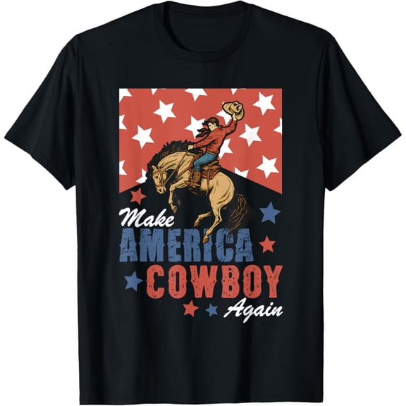 Hot Trending T-Shirt With Make America Cowgirl Cowboy Again Western 4Th Of July T-Shirt Design Preview Only