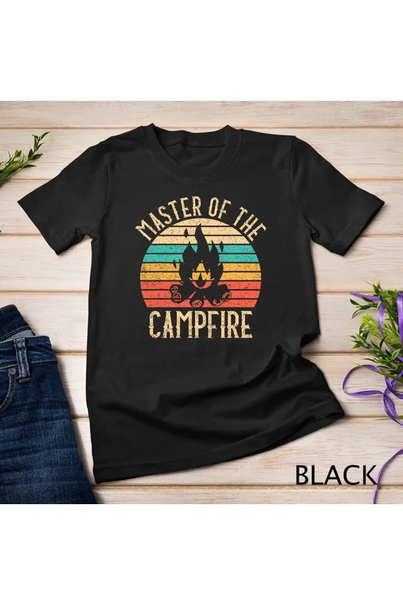 Hot Trending T-Shirt With Master Of The Campfire Vintage Sun Backpacker Camping Unisex S-5Xl T-Shirt