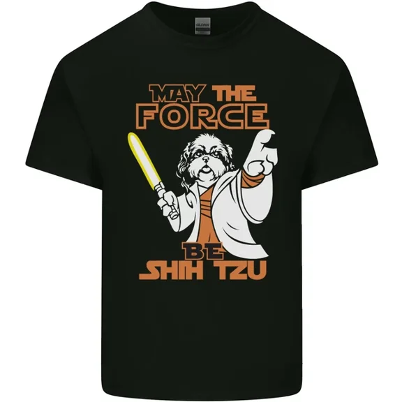 Hot Trending T-Shirt With May The Force Be Shih Tzu Funny Dog T-Shirt Design Preview Only