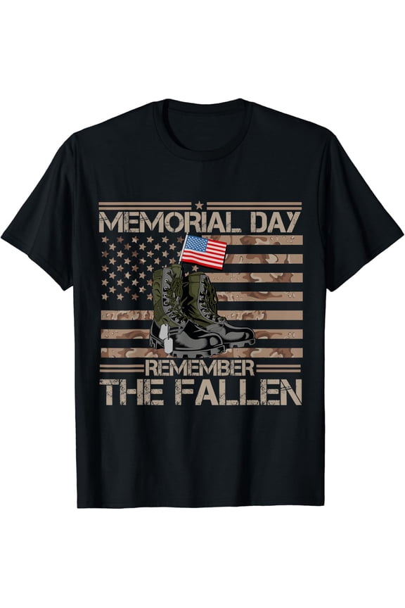 Hot Trending T-Shirt With Memorial Day Remember The Fallen Veteran Military Camouflage