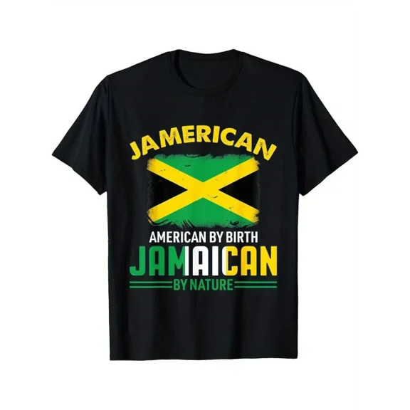 Hot Trending T-Shirt With Men'S 180G 100% Cotton Vintage Jamaican-American Graphic T-Shirt