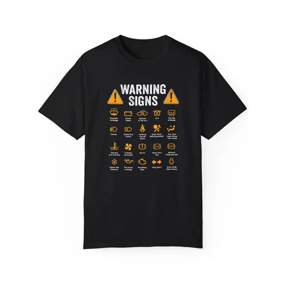 Hot Trending T-Shirt With Men'S Casual Cotton Crew Neck T-Shirt With Warning Signs Print – Short