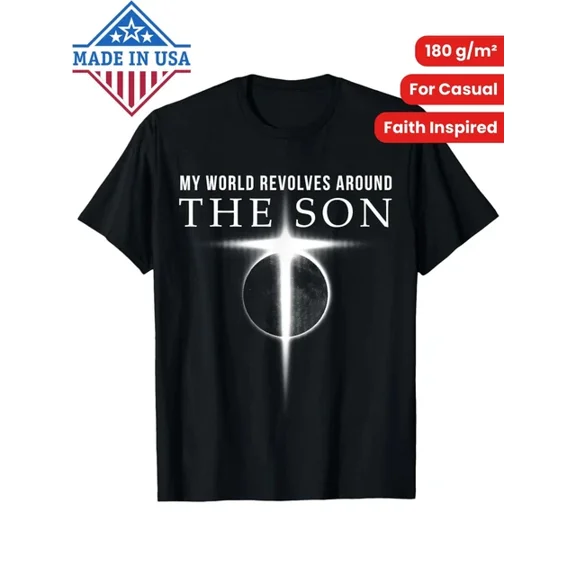Hot Trending T-Shirt With Men'S Vintage Cotton T-Shirt "My World Revolves Around The Son" Christian Desi
