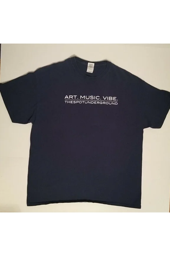 Hot Trending T-Shirt With Men'S Xl "Art. Music. Vibe. The Spot Underground Blue T-Shirt Design Preview Only