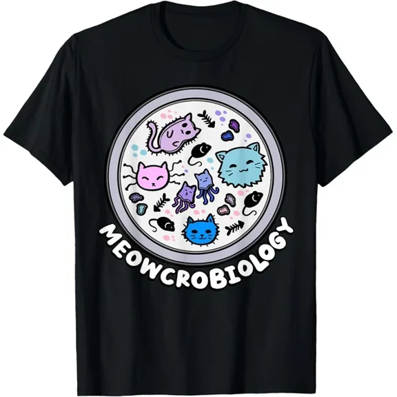 Hot Trending T-Shirt With Meowcrobiology Microscopic Cats Science Pet School Biology Design Preview Only