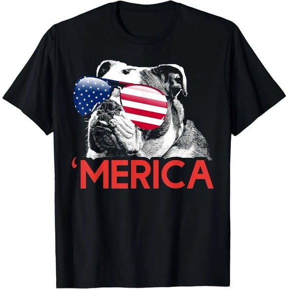 Hot Trending T-Shirt With Merica Bulldog American Flag 4Th Of July T-Shirt Design Preview Only