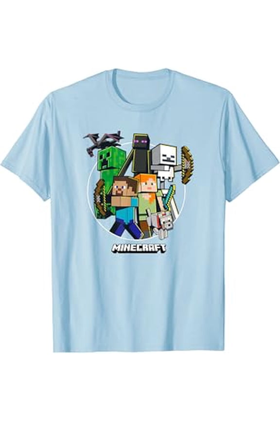 Hot Trending T-Shirt With Minecrt Character Group Circle Logo T-Shirt Design Preview Only