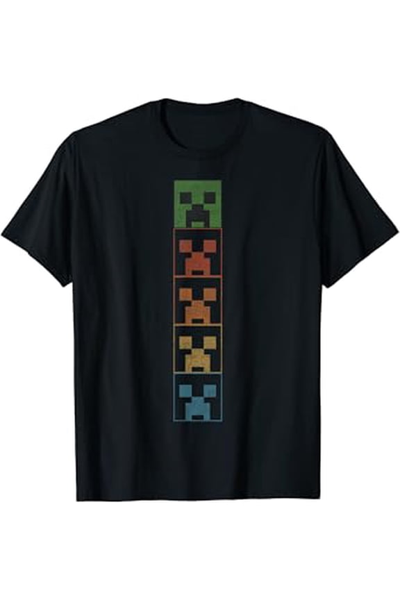 Hot Trending T-Shirt With Minecrt Creeper Big Face Stack T-Shirt Design Preview Only