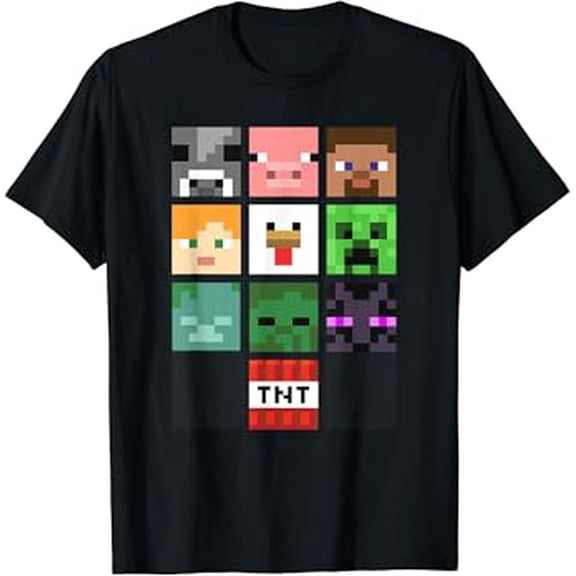 Hot Trending T-Shirt With Minecrt Group Faces Collage T-Shirt Design Preview Only