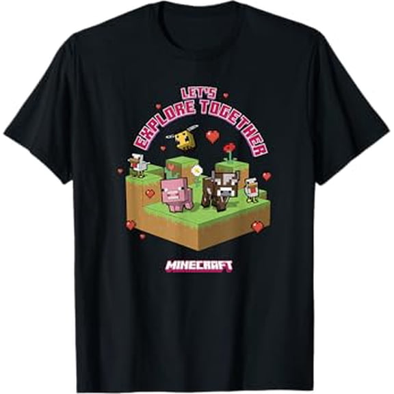 Hot Trending T-Shirt With Minecrt Valentine'S Day Let'S Explore Together Group T-Shirt Design Preview Only