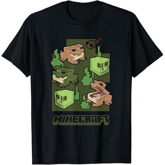 Hot Trending T-Shirt With Minecrt Wild Frogs And Slimes Hanging Around In Swamp T-Shirt Design Preview Only