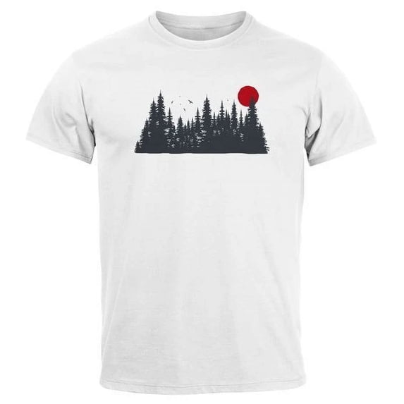 Hot Trending T-Shirt With Motif Frontprint Forest Silhouette Natural Print Outdoor Design Preview Only