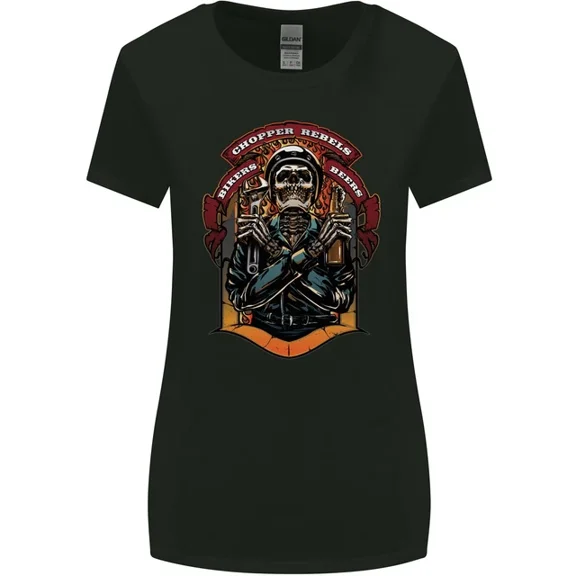 Hot Trending T-Shirt With Motorbike Chopper Rebels Bikers Beers T-Shirt Design Preview Only