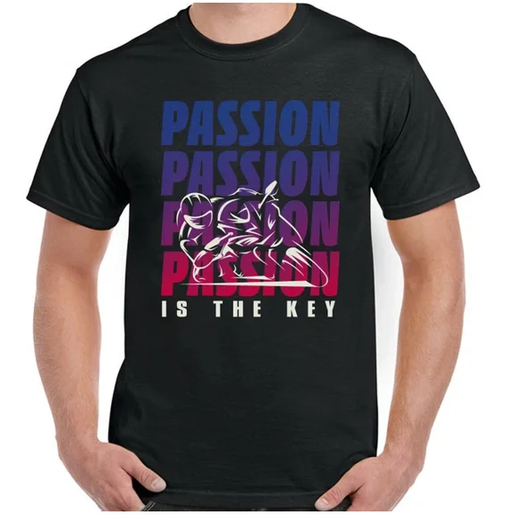 Hot Trending T-Shirt With Motorbike T-Shirt Biker Passion Is The Key Funny Biker Motorcycle Bike Tee Design Preview Only