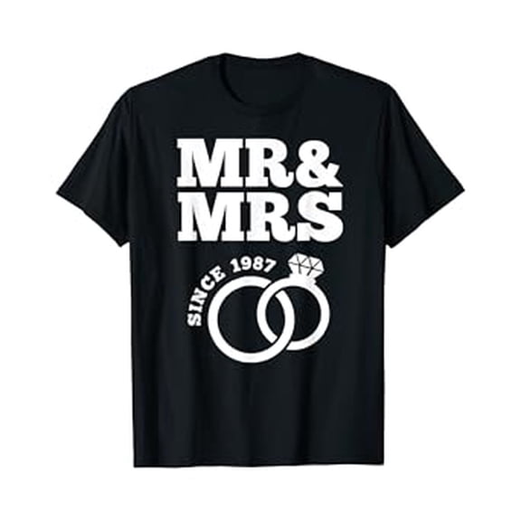 Hot Trending T-Shirt With Mr & Mrs Since 198732Nd Wedding Anniversary T-Shirt Gift Design Preview Only