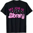 thumbnail image 1 of Hot Trending T-Shirt With My Job Is A Library Retro Pink Style Reading Books Librarian Design Preview Only, 1 of 3