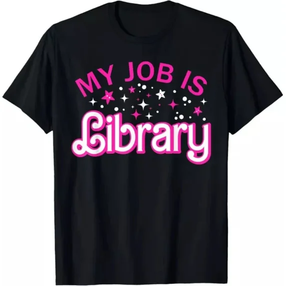 Hot Trending T-Shirt With My Job Is A Library Retro Pink Style Reading Books Librarian Design Preview Only