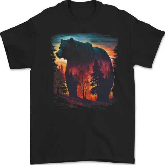 Hot Trending T-Shirt With Mythical Grizzly Bear In The Forest T-Shirt Design Preview Only