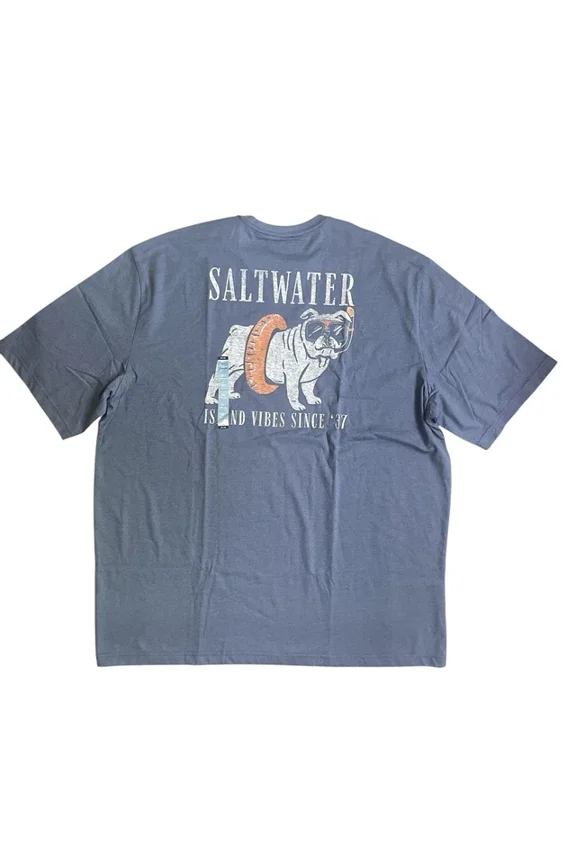 Hot Trending T-Shirt With New Izod Saltwater Mens Blue Graphic Tee T-Shirt Bulldog Island Vibes Size T Design Preview Only