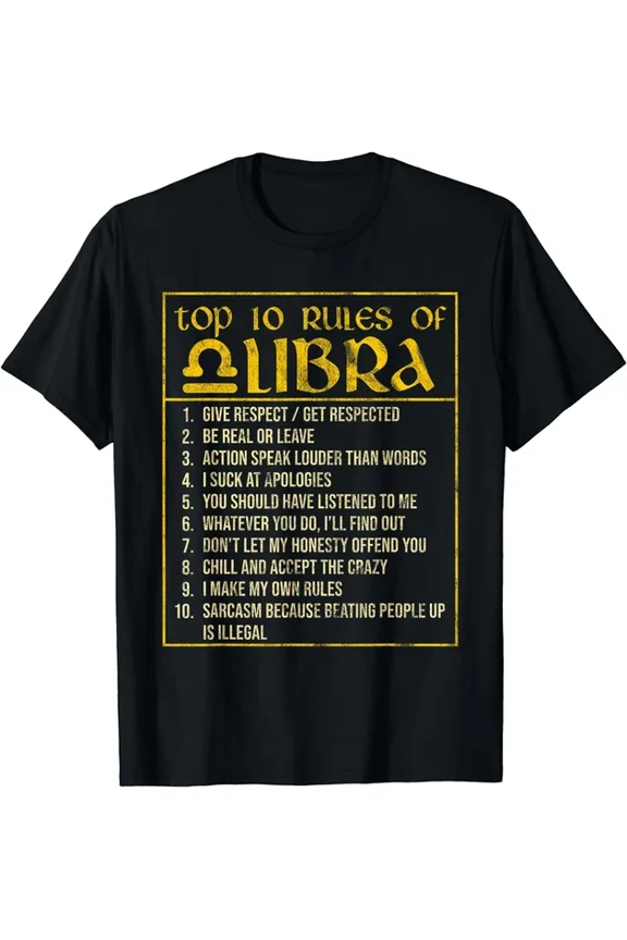 Hot Trending T-Shirt With New Limited Top 10 Rules Libra September October Birthday T-Shirt S-3Xl Design Preview Only