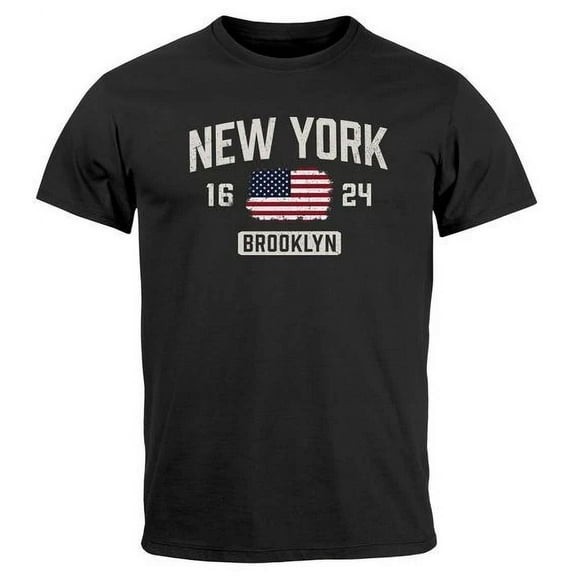 Hot Trending T-Shirt With New York Brooklyn Print Usa Flag Fashion Street Style T Design Preview Only