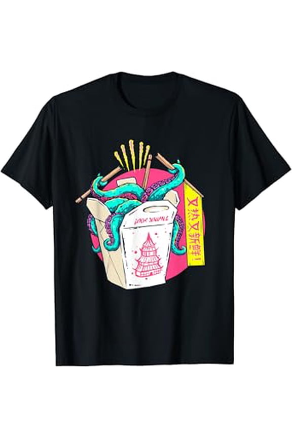 Hot Trending T-Shirt With Octopus Take-Out Surprisewhimsical Chinese Box Design T-Shirt Design Preview Only