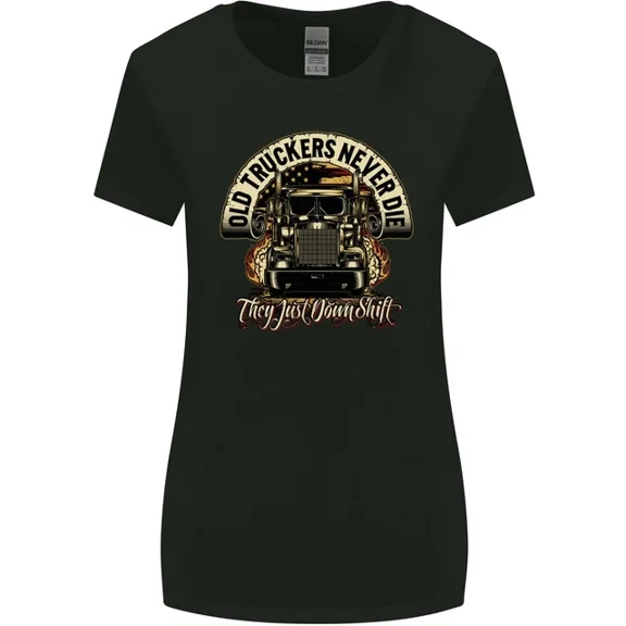 Hot Trending T-Shirt With Old Truckers Never Die Lorry Driver Lorries T-Shirt Design Preview Only
