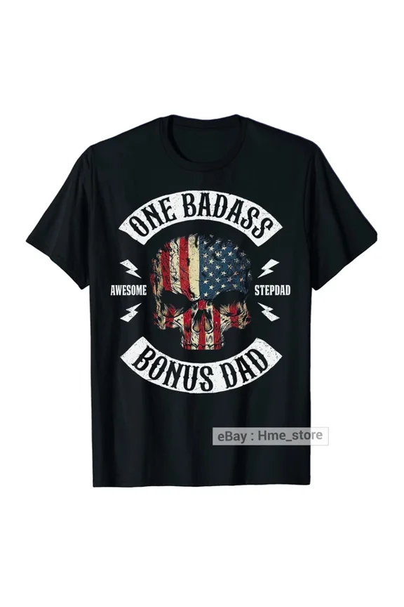 Hot Trending T-Shirt With One Badass Bonus Dad Stepdad T-Shirt For Proud Step Dad Father Day Tee Gifts Men