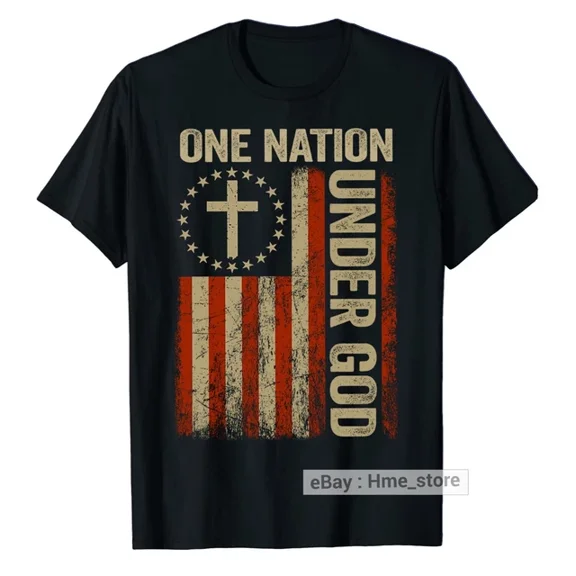 Hot Trending T-Shirt With One Nation Under God T-Shirt 4Th Of July Usa Patriotic Christians Religious