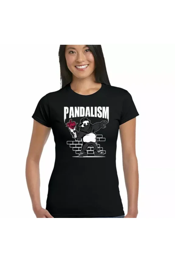 Hot Trending T-Shirt With Pandalism Wofunny Banksy Parody T-Shirt Panda Bear Flower Grenade Mash Up Design Preview Only