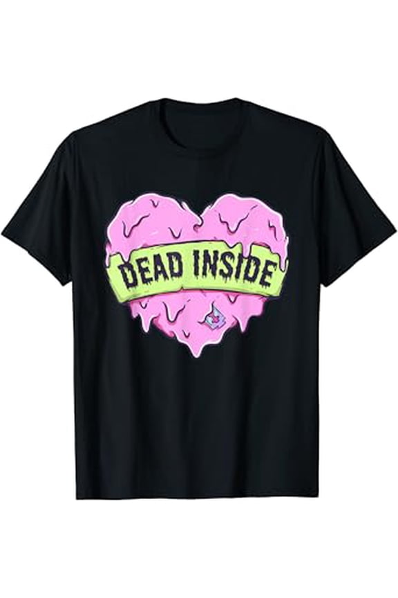Hot Trending T-Shirt With Pastel Goth Aesthetic Dead Inside Melting Heart Emo T-Shirt Design Preview Only