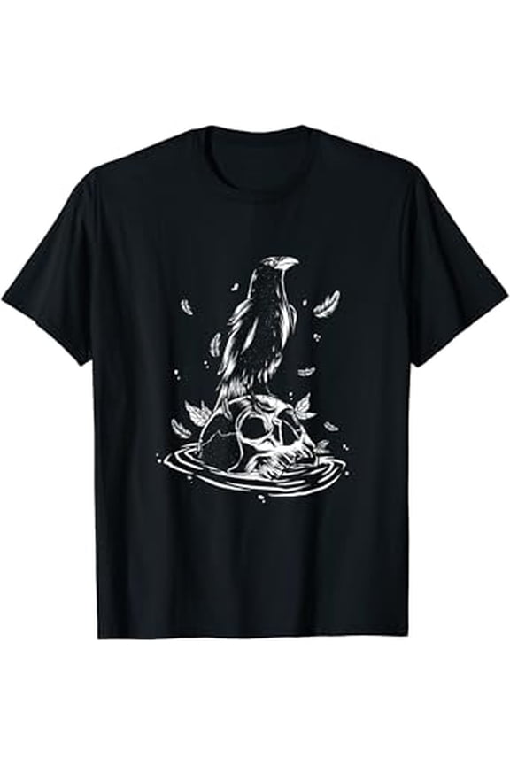 Hot Trending T-Shirt With Pastel Goth Crow Raven Skull Head Emo Punk Gothic Bird Lover T-Shirt Design Preview Only