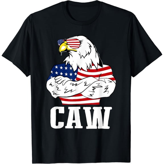 Hot Trending T-Shirt With Patriotic Bald Eagle Caw 4Th Of July American Flag American T-Shirt Design Preview Only