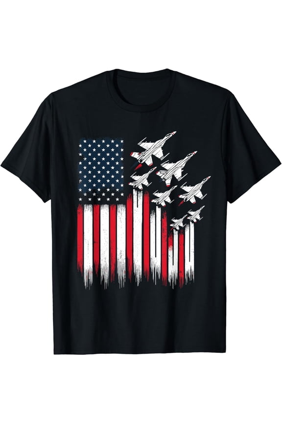 Hot Trending T-Shirt With Patriotic Fighter Jets Usa Flag 4Th Of July Jets Lover T-Shirt Design Preview Only