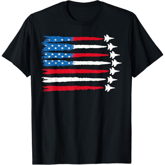 Hot Trending T-Shirt With Patriotic Red White Blue Usa Flag Fighter Jets 4Th Of July T-Shirt Design Preview Only