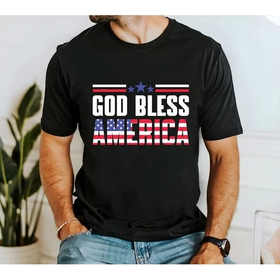Hot Trending T-Shirt With Patriotic Tee, Usa Fourth Of July Independence Day God Bless America Design Preview Only
