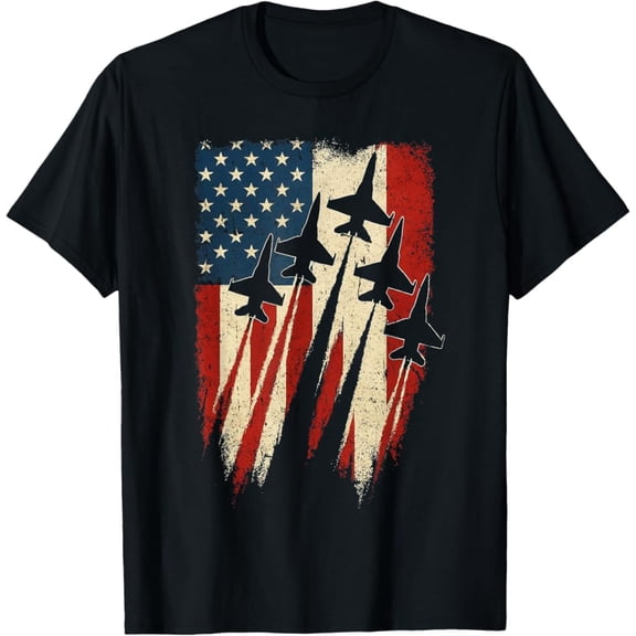 Hot Trending T-Shirt With Patriotic Usa Flag Fighter Jets 4Th Of July Shirts For Boys T-Shirt Design Preview Only