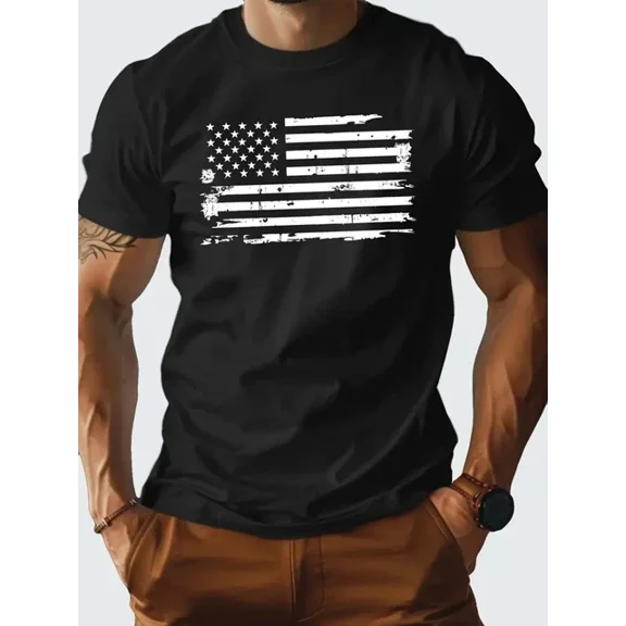 Hot Trending T-Shirt With Pc Men'S American Print T-Shirt 100% Cotton, Casual Crew Neck, Short Slee