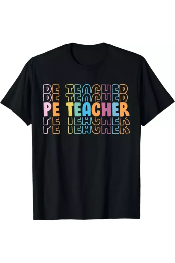 Hot Trending T-Shirt With Pe Teacher Vintage Retro Groovy Physical Education Teacher Design Preview Only