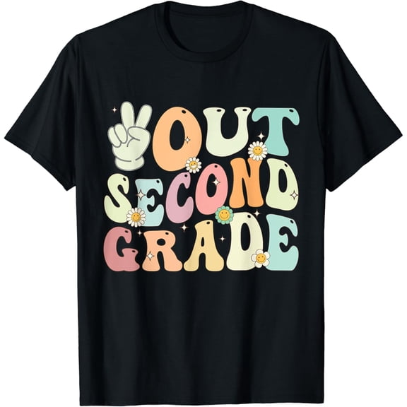 Hot Trending T-Shirt With Peace Out Second Grade Retro Groovy Last Day Of School