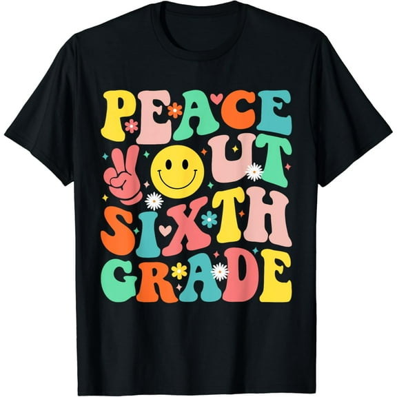 Hot Trending T-Shirt With Peace Out Sixth Grade Groovy 6Th Grade Last Day Of School