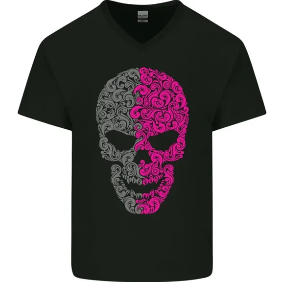 Hot Trending T-Shirt With Pink And Grey Pattern Gothic Biker T-Shirt Design Preview Only