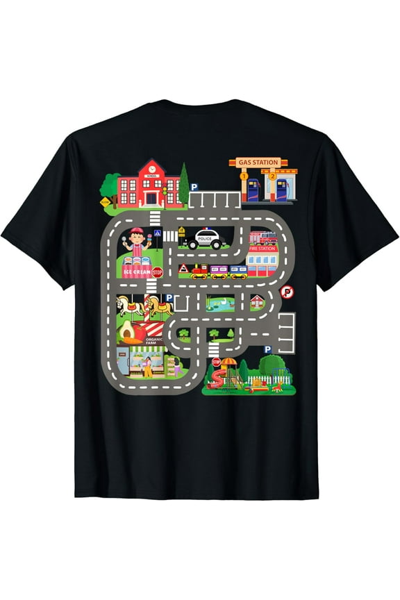 Hot Trending T-Shirt With Play Cars On Dad'S Back Funny Father'S Day Race Track
