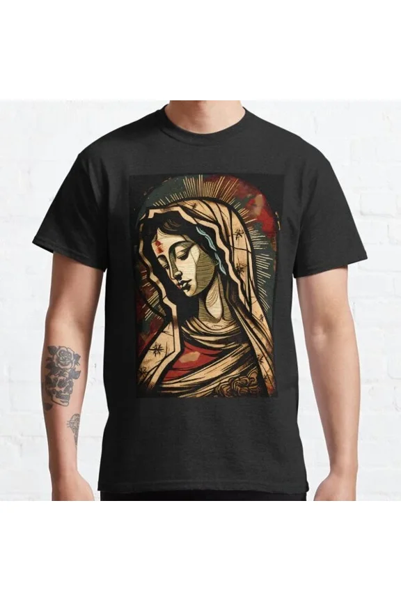 Hot Trending T-Shirt With Portrait Of Virgin Mary, Virgin Mary, Fiat Catholic Design Preview Only