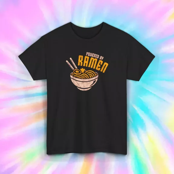 Hot Trending T-Shirt With Powered By Ramen Shirt Funny Food Loverer Noodle Bowl Gift For Men Women Design Preview Only